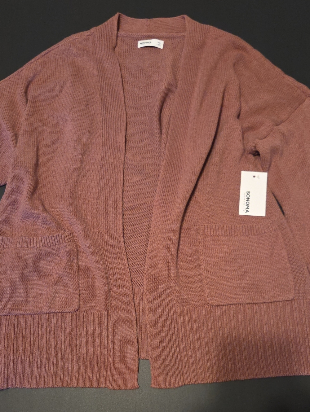 Sonoma Knit Open-Front Cardigan - Mauve
